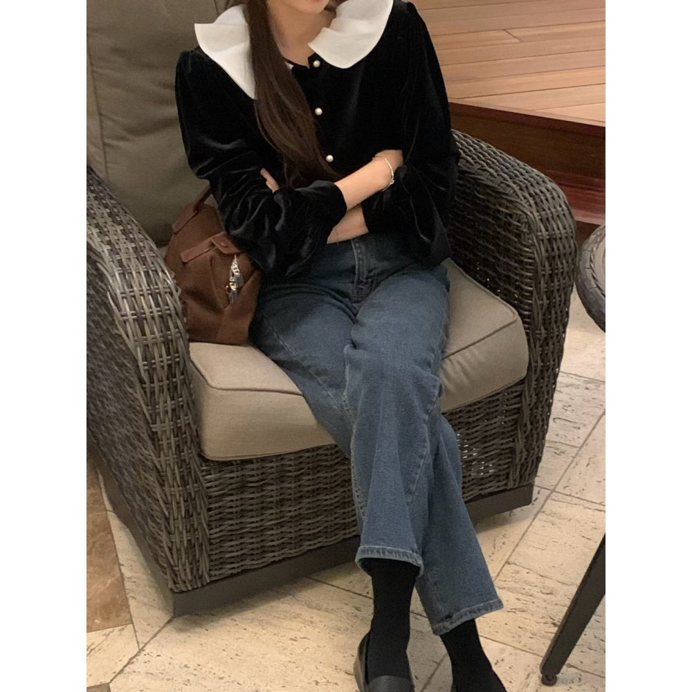 正韓 直筒錐形牛仔褲 預購-細節圖6