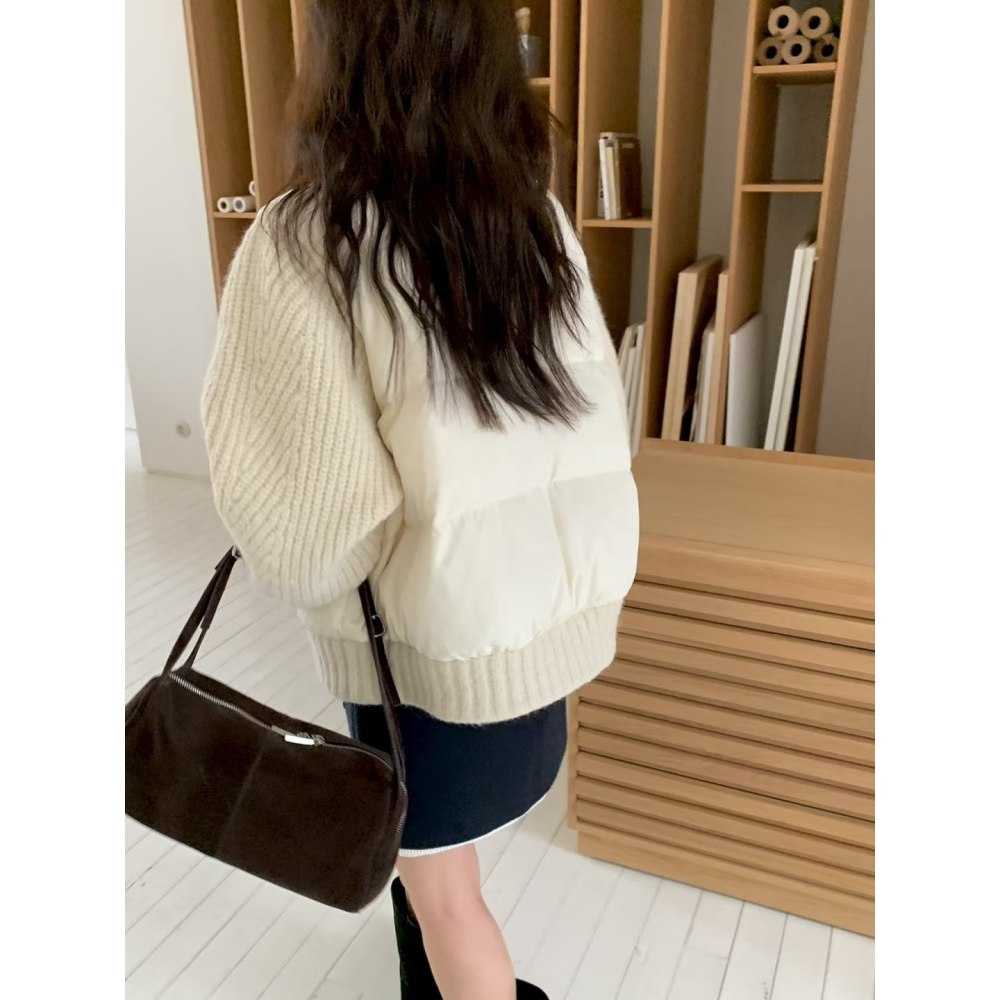 正韓 羽絨拼接羊毛袖爆款外套 三色 預購-細節圖2