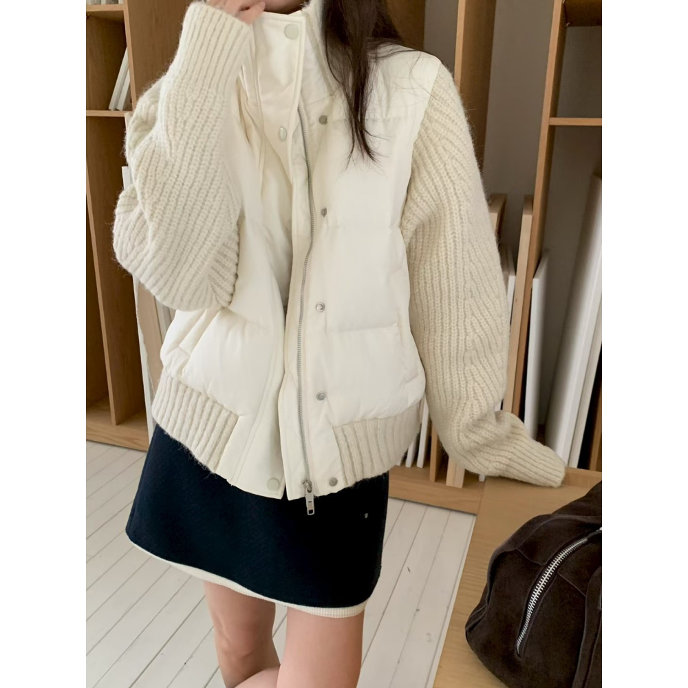 正韓 羽絨拼接羊毛袖爆款外套 三色 預購-細節圖3