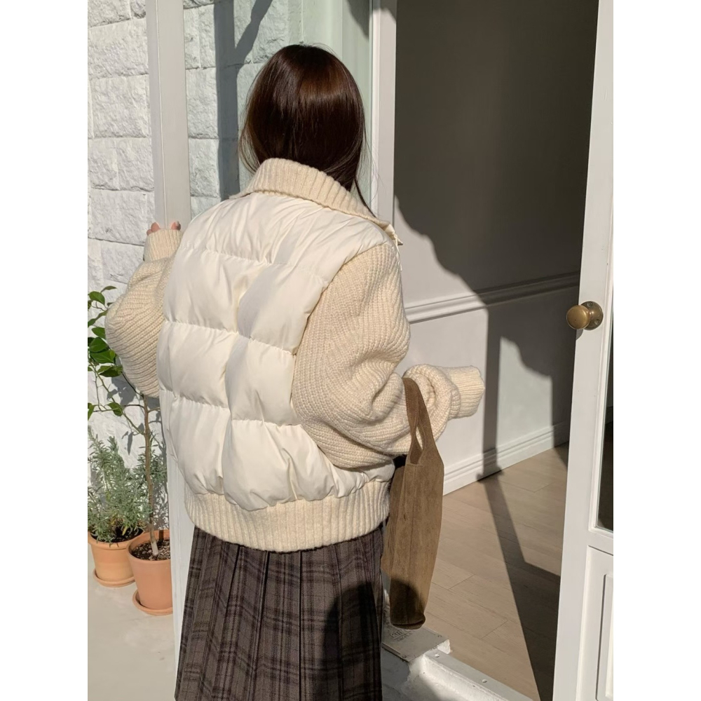 正韓 羽絨拼接羊毛袖爆款外套 三色 預購-細節圖4