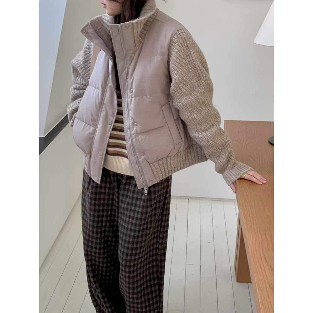 正韓 羽絨拼接羊毛袖爆款外套 三色 預購-細節圖5