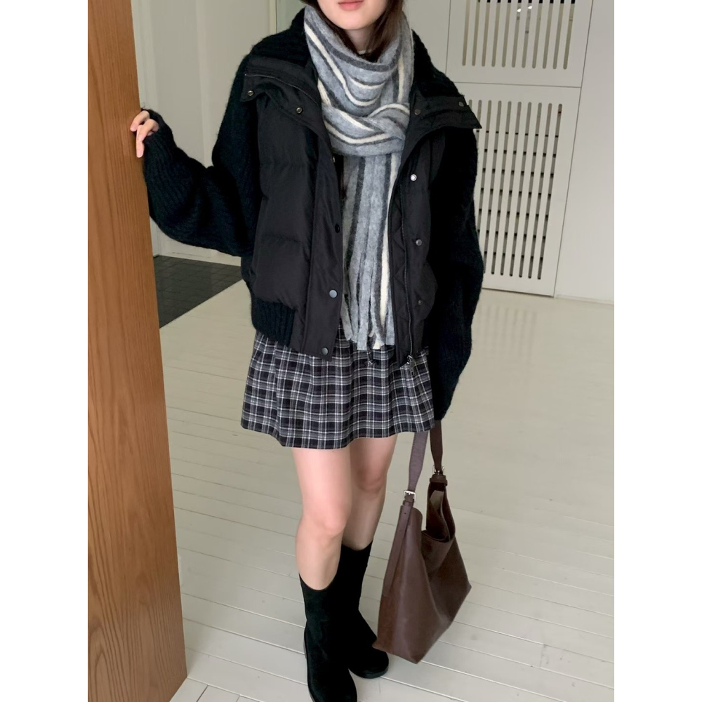 正韓 羽絨拼接羊毛袖爆款外套 三色 預購-細節圖8