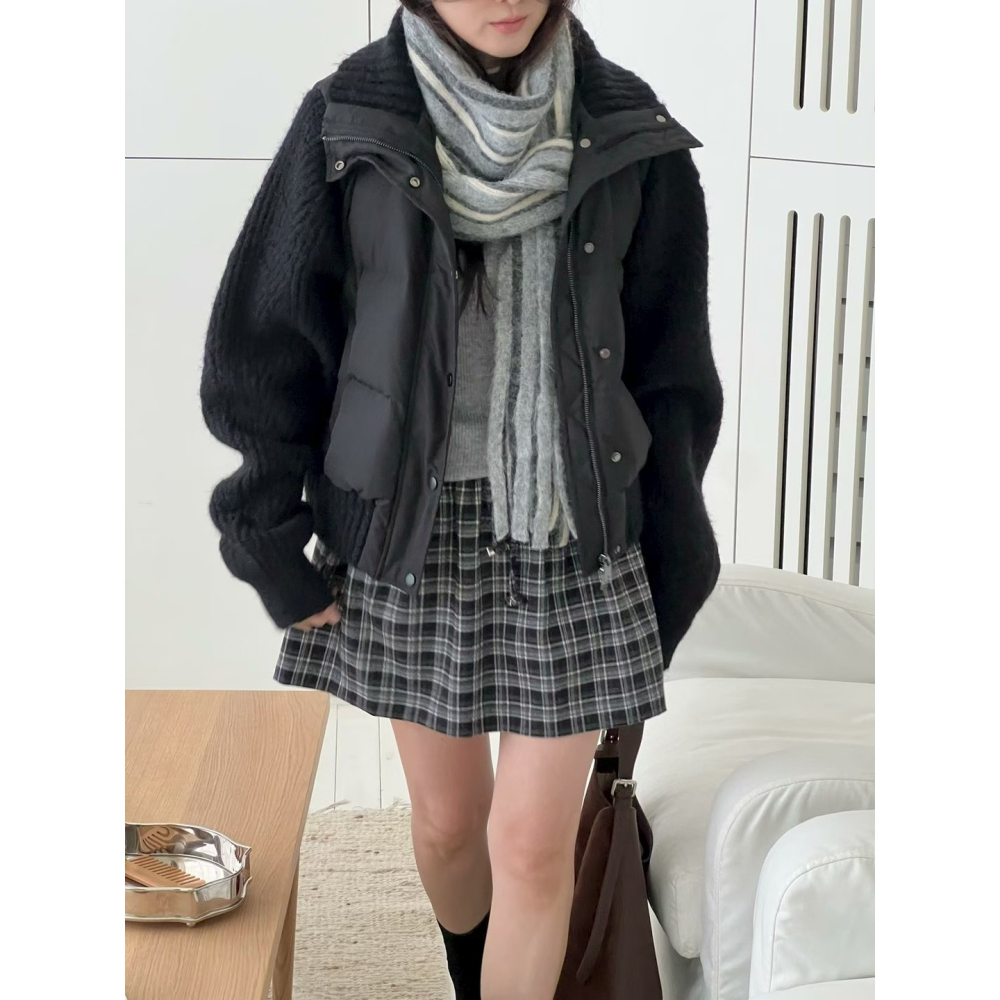 正韓 羽絨拼接羊毛袖爆款外套 三色 預購-細節圖9