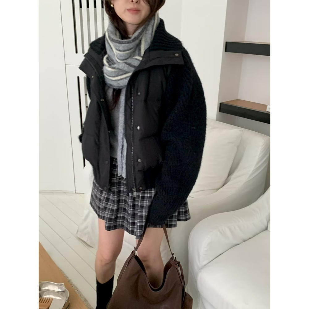 正韓 羽絨拼接羊毛袖爆款外套 三色 預購-細節圖10