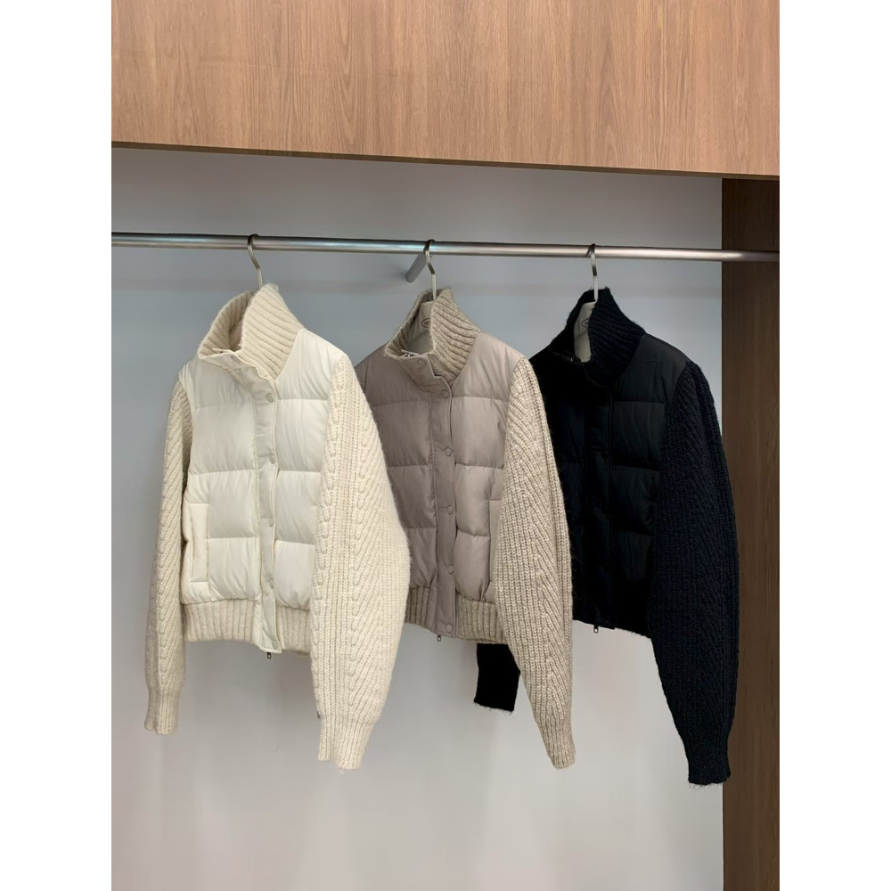 正韓 羽絨拼接羊毛袖爆款外套 三色 預購-細節圖11