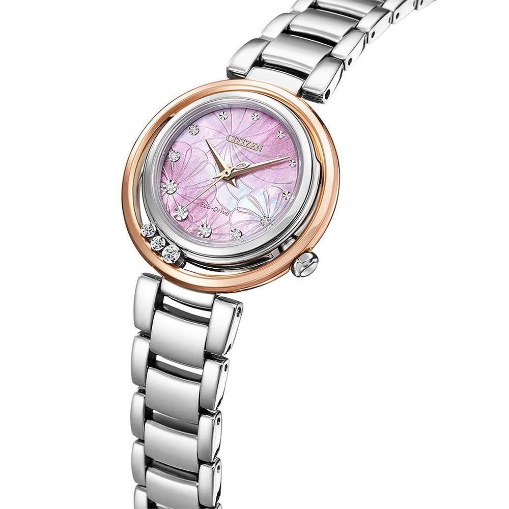 CITIZEN 星辰 L系列 朵藝花鑽石光動能女錶 送禮首選 EM1114-80Y-細節圖3