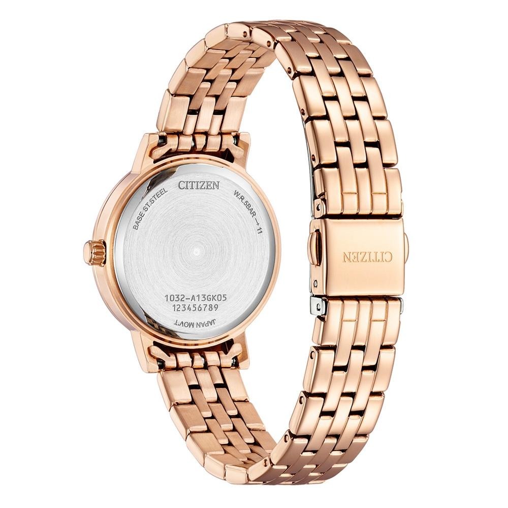 CITIZEN 星辰 LADYS 輕奢水晶鑽白蝶貝玫瑰金淑女石英錶EL3108-53D 附提袋-細節圖2