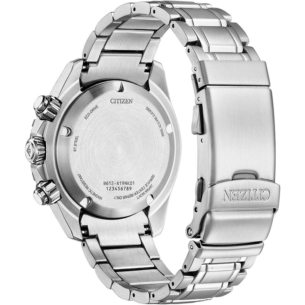 【CITIZEN 星辰】PROMASTER 綠水鬼光動能三眼計時不鏽鋼潛水腕錶/銀x綠面(CA0820-50X)-細節圖6