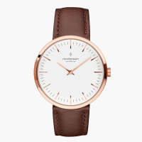 Nordgreen Infinity無限 深棕真皮腕錶32mm(IN32RGLEDBXX)
