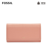 FOSSIL Logan 三折真皮拉鍊RFID長夾-玫瑰粉色 SL7833505
