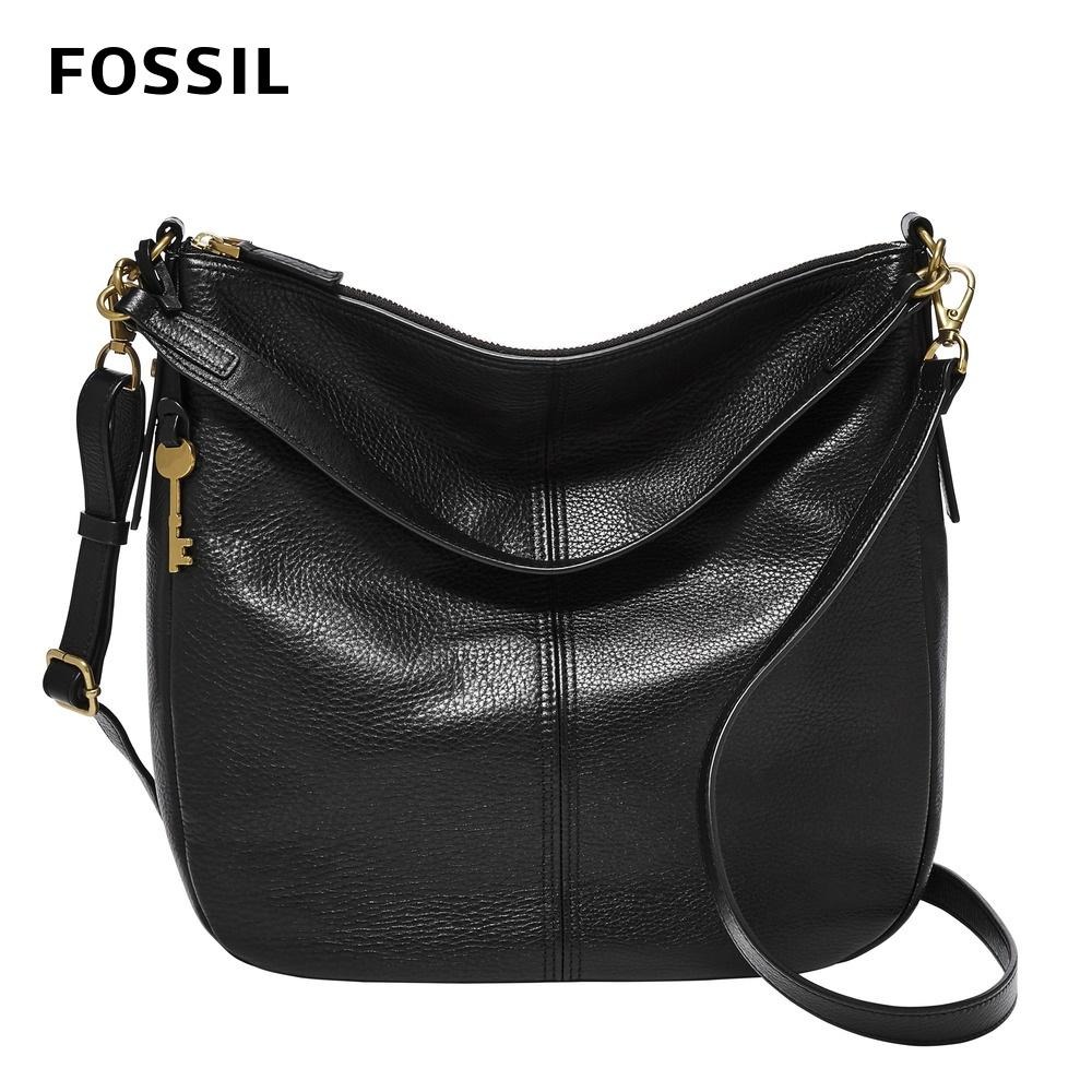 FOSSIL Jolie 真皮新月斜背包 大款-黑色 ZB1434001-細節圖3