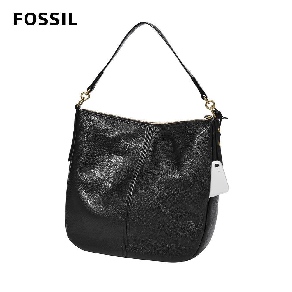 FOSSIL Jolie 真皮新月斜背包 大款-黑色 ZB1434001-細節圖4