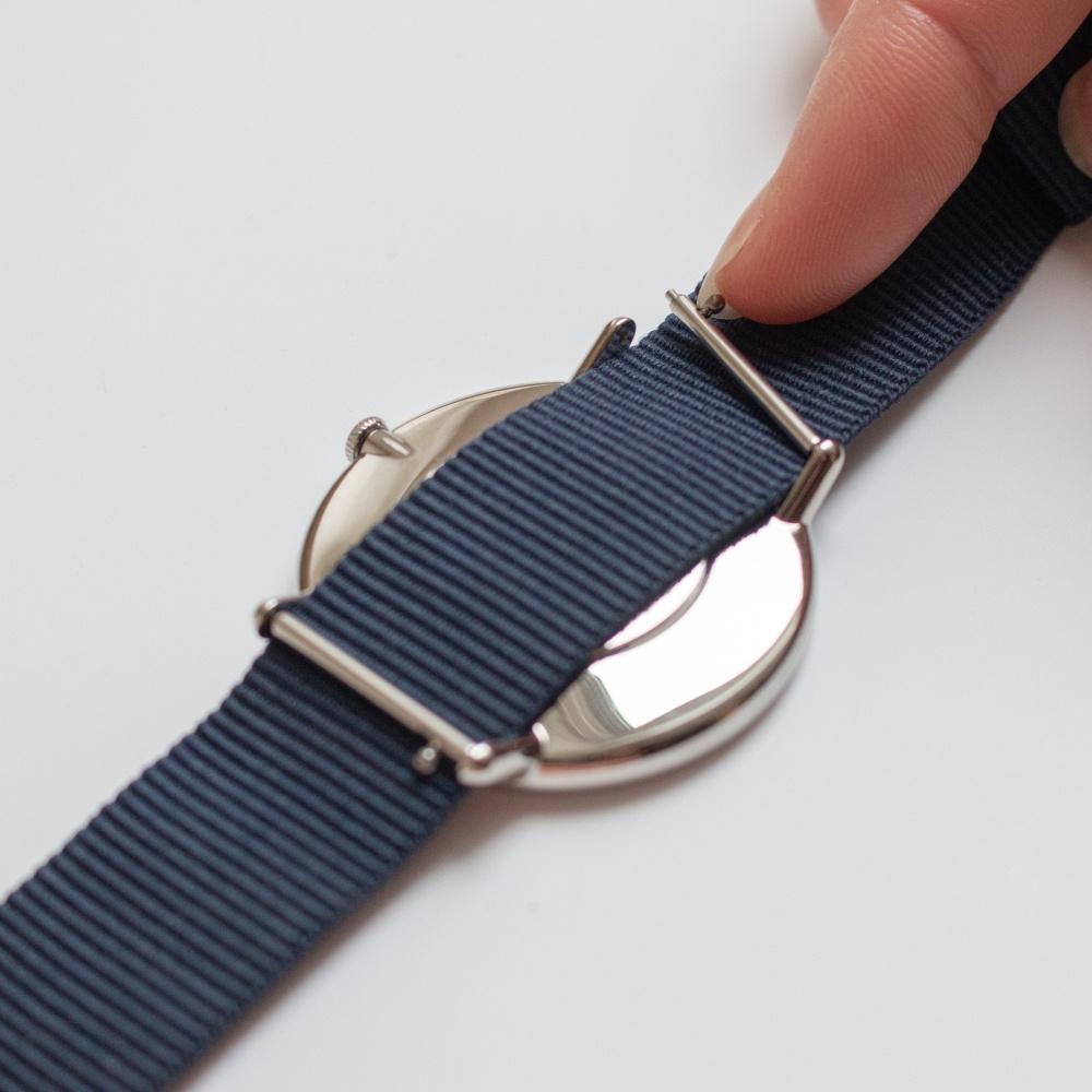 Nordgreen Native本真 月光銀系列北歐藍尼龍錶帶腕錶36mm(NR36SINYUAXX)-細節圖7