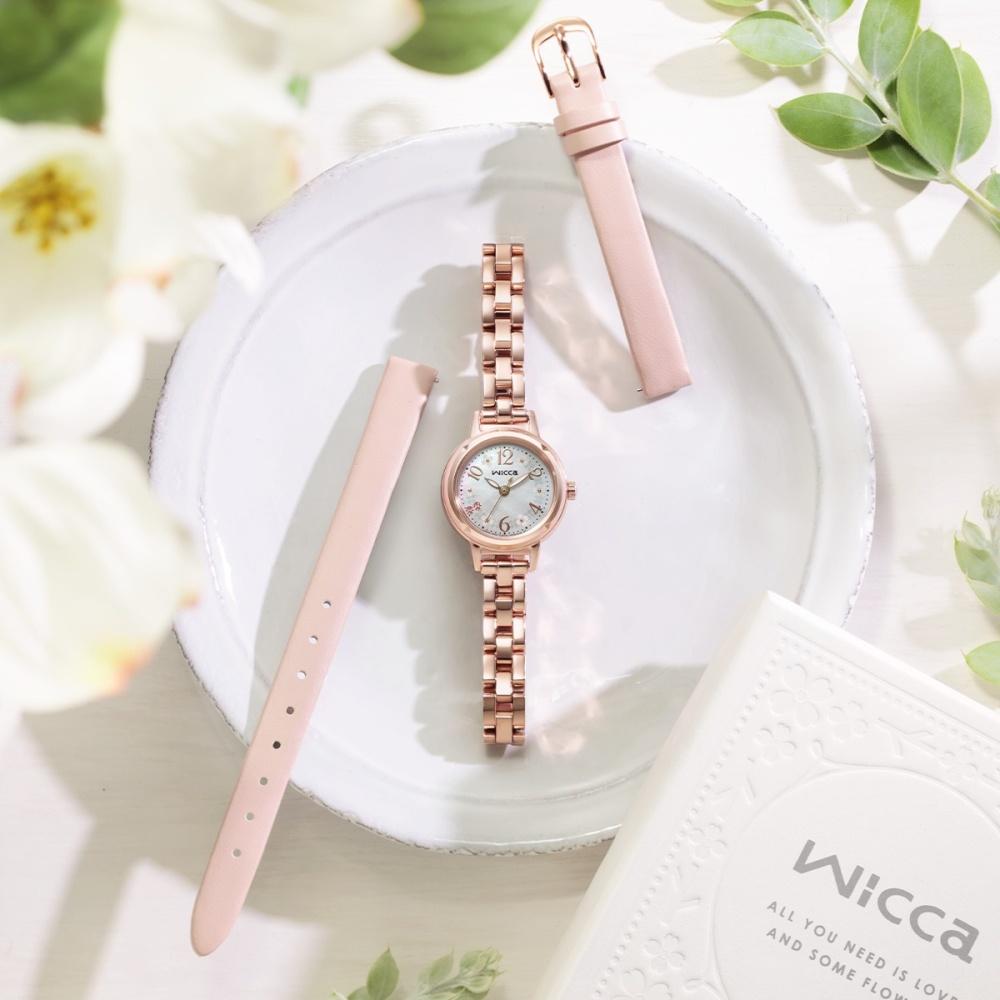 CITIZEN wicca公主系列玫瑰金太陽能套組腕錶KP3-660-95-細節圖4
