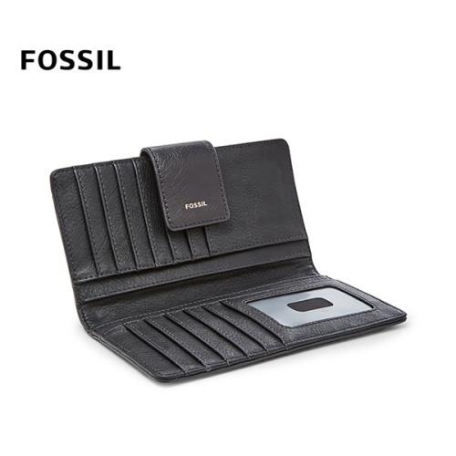 【FOSSIL】Logan 黑色真皮拉鍊中長夾SL7830001-細節圖2
