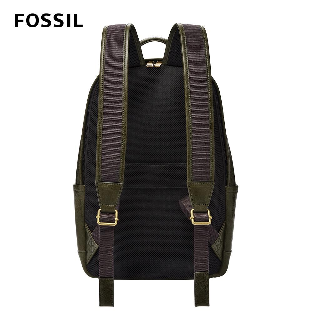 FOSSIL Buckner 真皮後背包 (可入15吋筆電)-軍綠色 MBG9565386-細節圖2