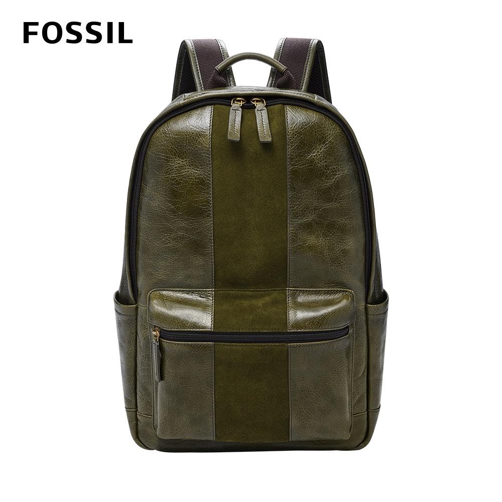 FOSSIL Buckner 真皮後背包 (可入15吋筆電)-軍綠色 MBG9565386-細節圖3