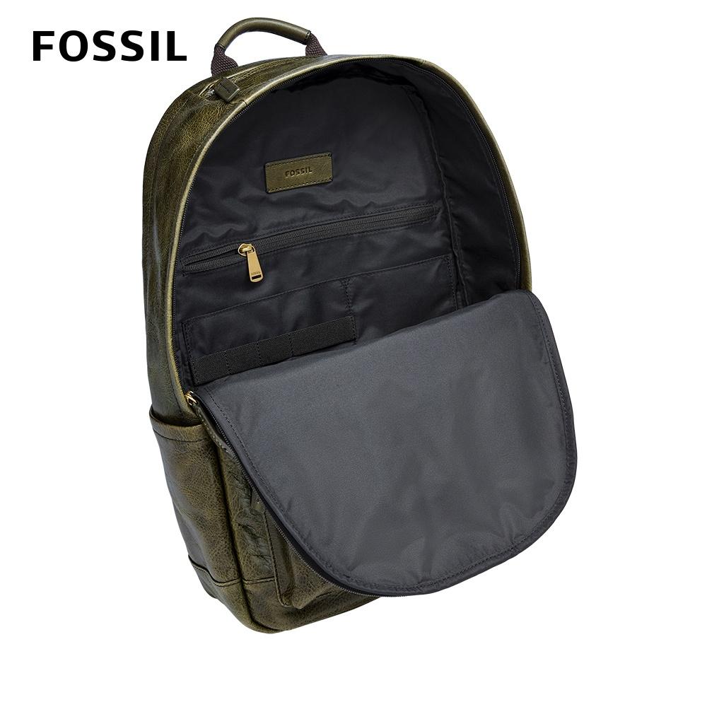 FOSSIL Buckner 真皮後背包 (可入15吋筆電)-軍綠色 MBG9565386-細節圖4