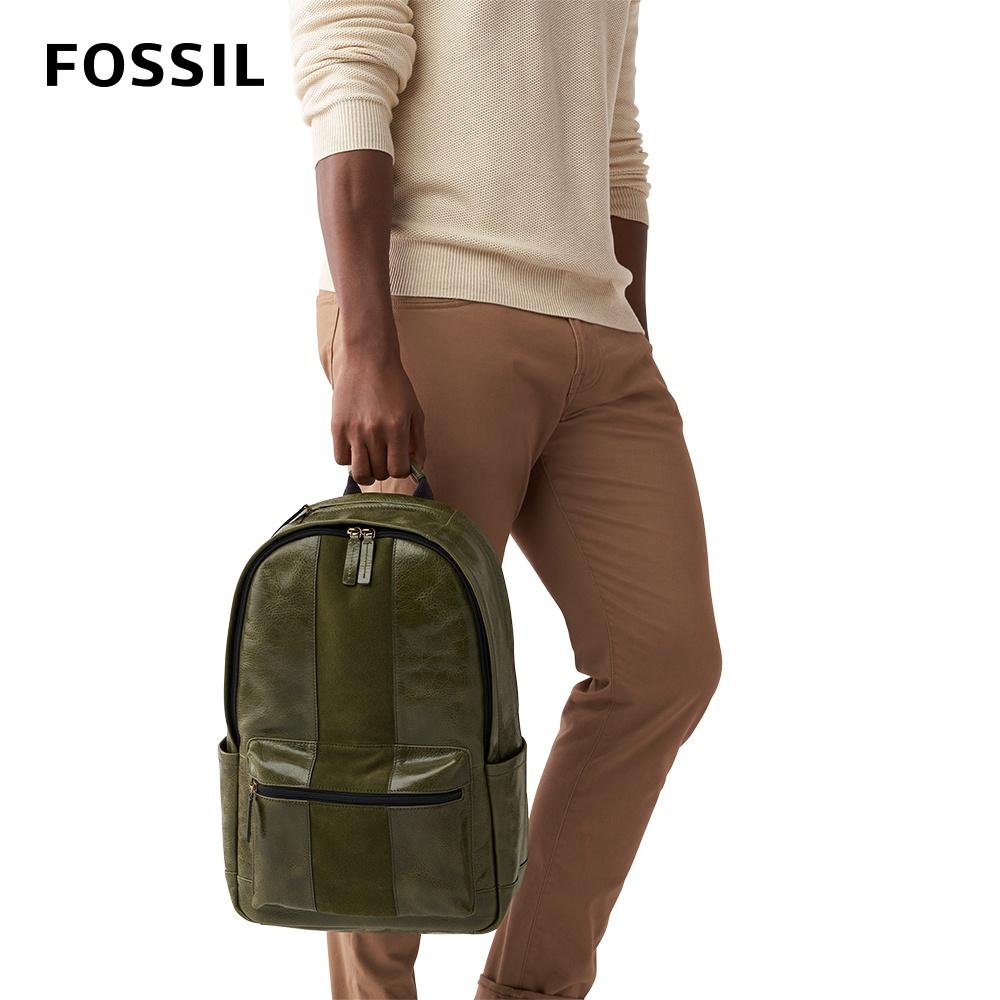 FOSSIL Buckner 真皮後背包 (可入15吋筆電)-軍綠色 MBG9565386-細節圖5