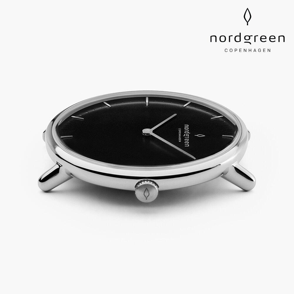 Nordgreen Native本真 月光銀系列深棕真皮腕錶36mm(NR36SILEDBBL)-細節圖3