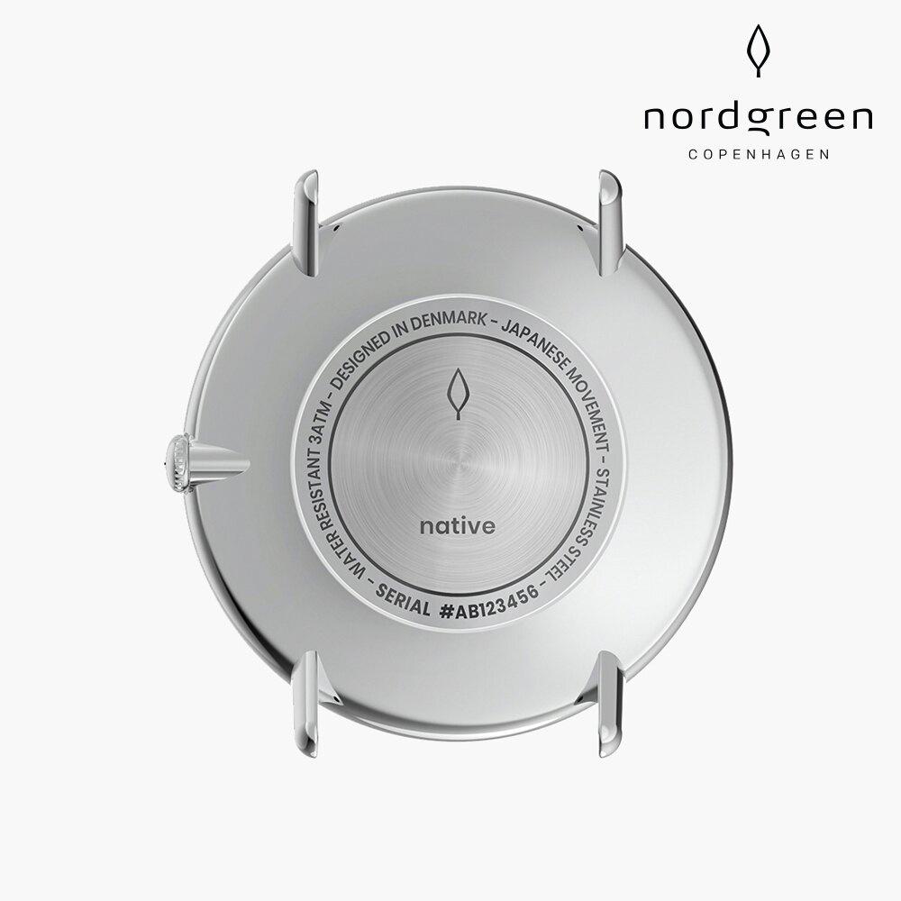 Nordgreen Native本真 月光銀系列深棕真皮腕錶36mm(NR36SILEDBBL)-細節圖4