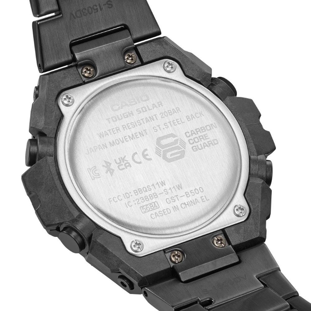 【CASIO】卡西歐 G-SHOCK 200米防水 太陽能 藍芽連接 雙顯運動錶 GST-B500BD-1A9 黑/金-細節圖3