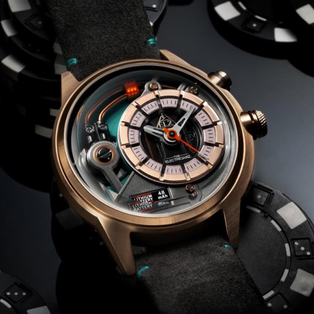 THE ELECTRICIANZ Steel Cazino 45mm玫瑰金色 獨家電路發光手錶-ZZ-A3C/04-CL-細節圖3