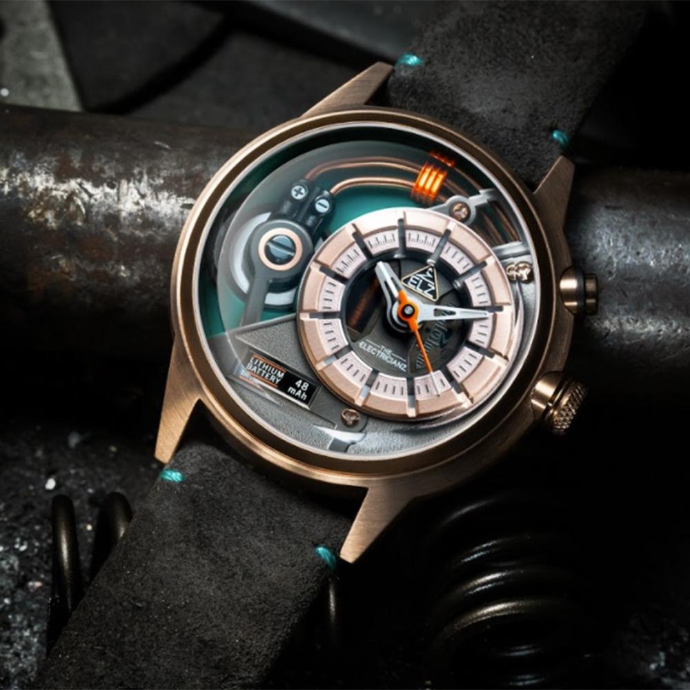 THE ELECTRICIANZ Steel Cazino 45mm玫瑰金色 獨家電路發光手錶-ZZ-A3C/04-CL-細節圖4
