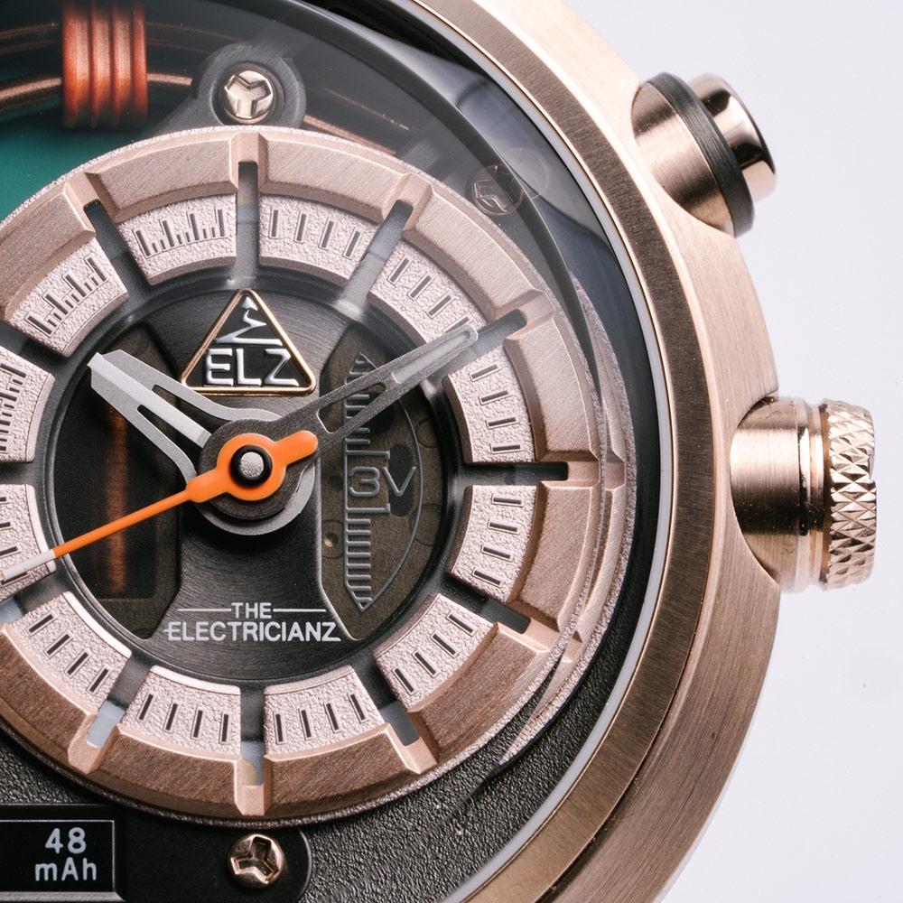 THE ELECTRICIANZ Steel Cazino 45mm玫瑰金色 獨家電路發光手錶-ZZ-A3C/04-CL-細節圖5