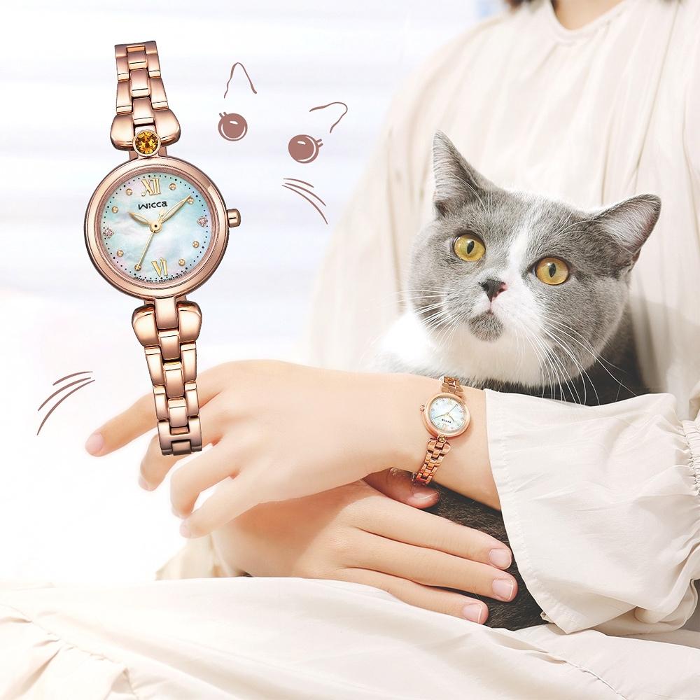 CITIZEN 星辰 Wicca 太陽能晶鑽女錶 週年慶送禮推薦-玫瑰金/23.5mm KP5-662-13-細節圖2