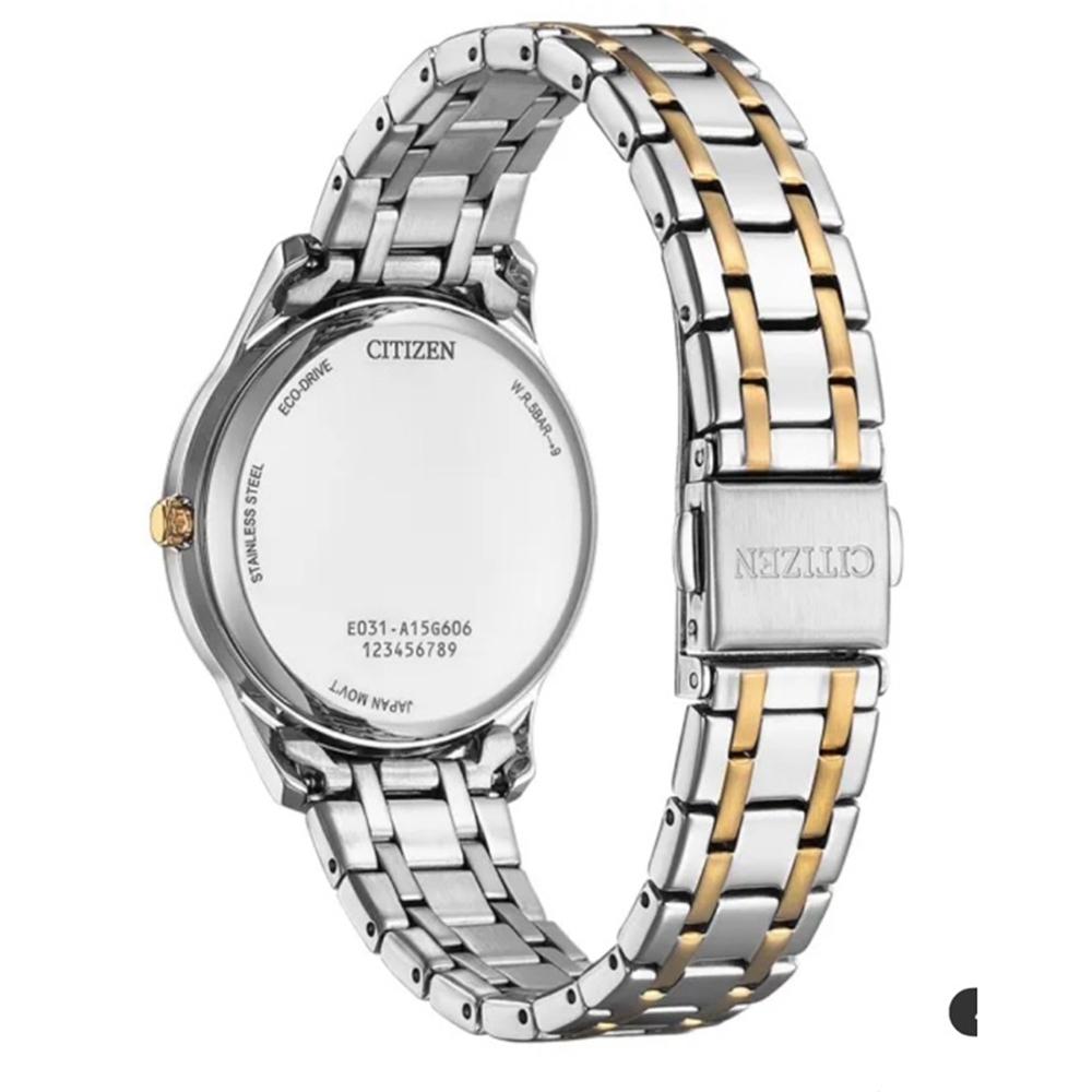 CITIZEN 星辰 光動能大三針時尚錶-銀x玫瑰金-女錶(EM0416-78A)34mm-細節圖3