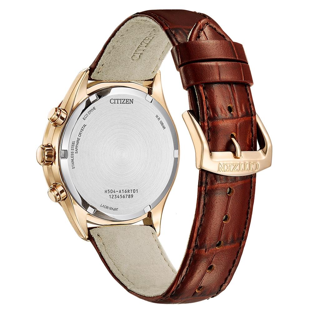 CITIZEN 星辰 亞洲限定款 光動能三眼計時手錶 送禮首選-咖啡x玫瑰金/42mm AT2573-07X-細節圖3