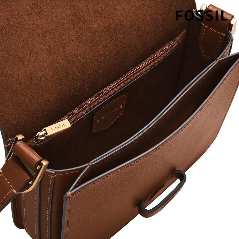 FOSSIL Lennox 真皮金釦方包-咖啡色 ZB1924200-細節圖2