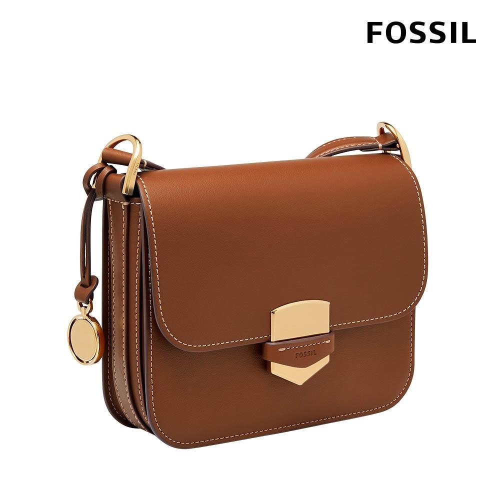 FOSSIL Lennox 真皮金釦方包-咖啡色 ZB1924200-細節圖4