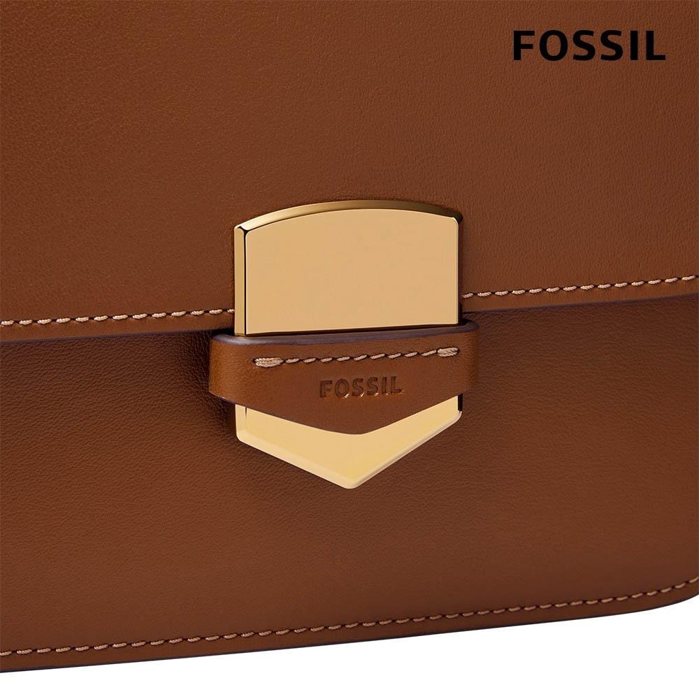 FOSSIL Lennox 真皮金釦方包-咖啡色 ZB1924200-細節圖5