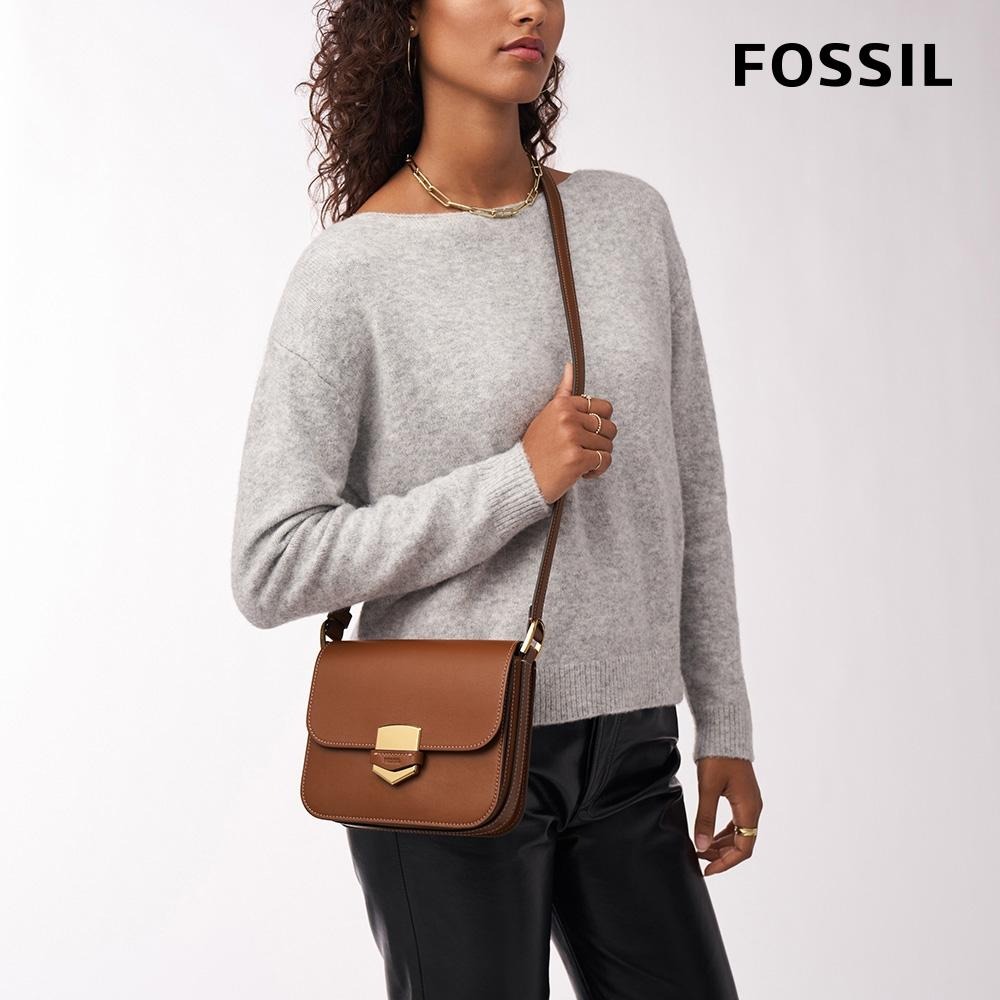 FOSSIL Lennox 真皮金釦方包-咖啡色 ZB1924200-細節圖6