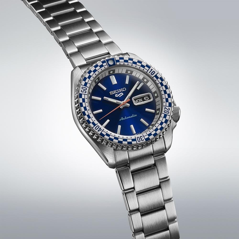 SEIKO 精工 5 Sports SKX 賽車方格旗機械錶 藍/42.5mm SRPK65K1/4R36-15Z0B-細節圖3