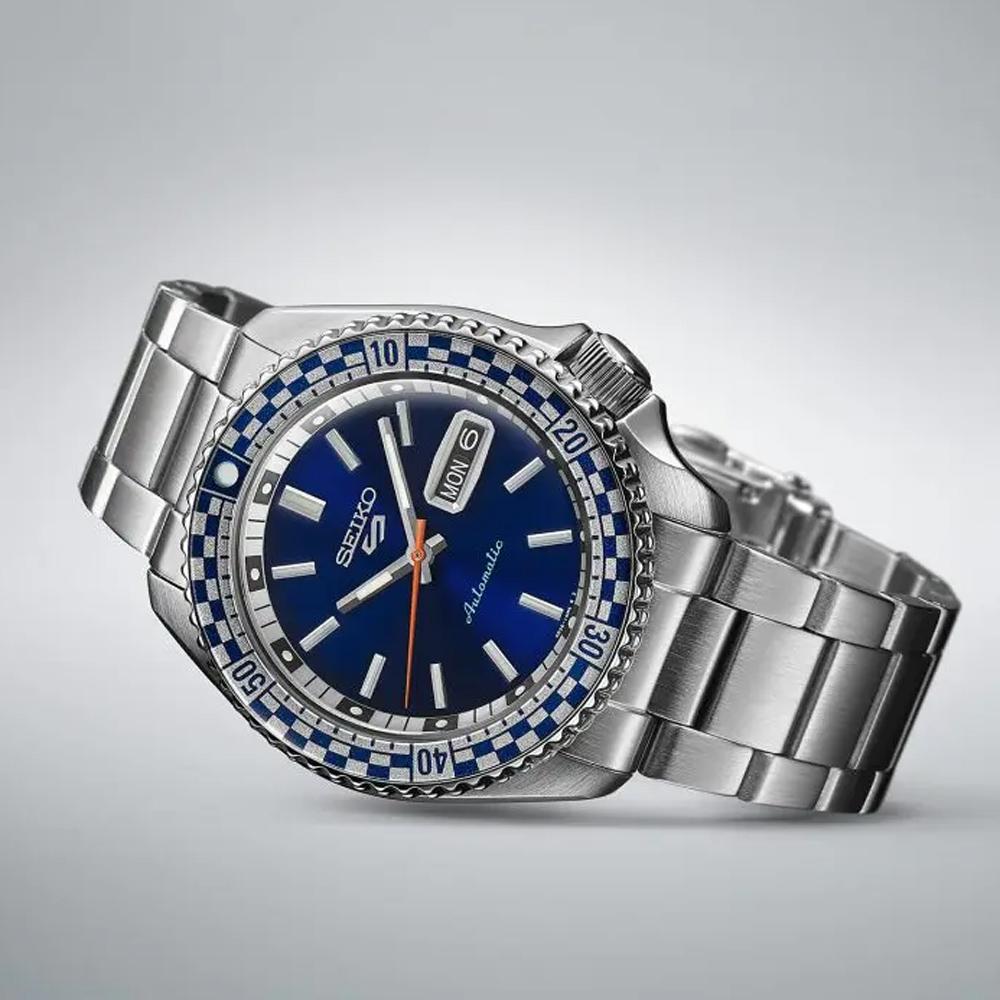 SEIKO 精工 5 Sports SKX 賽車方格旗機械錶 藍/42.5mm SRPK65K1/4R36-15Z0B-細節圖5