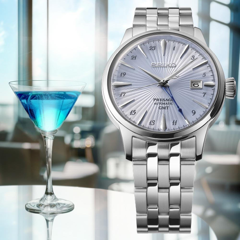 SEIKO 精工 PRESAGE 調酒師 雞尾酒GMT兩地時間機械錶SSK037J1/4R34-00J0B-細節圖4