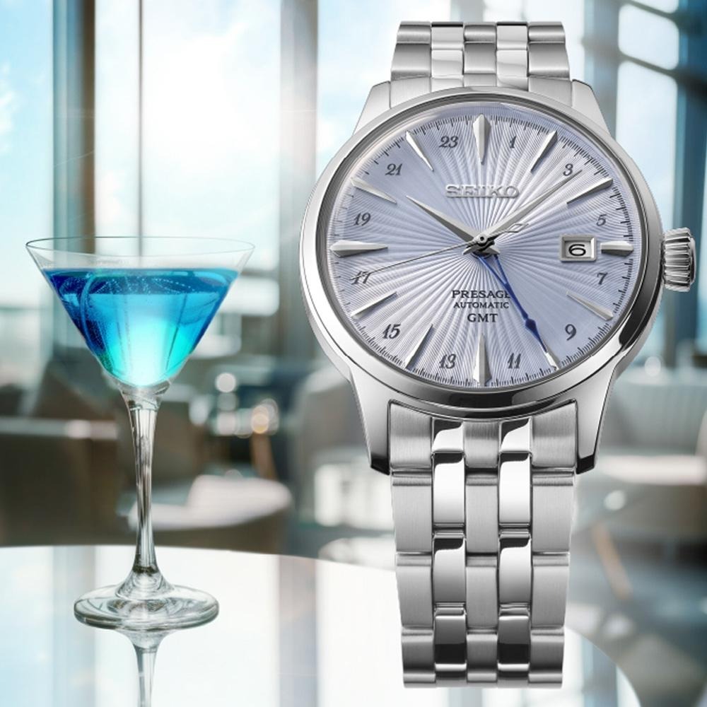 SEIKO 精工 PRESAGE 調酒師 雞尾酒GMT兩地時間機械錶SSK037J1/4R34-00J0B-細節圖4