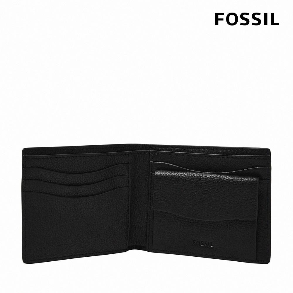 FOSSIL Anderson 波浪造型真皮零錢袋短夾-黑色 ML4579001 (禮盒組附鐵盒)-細節圖2