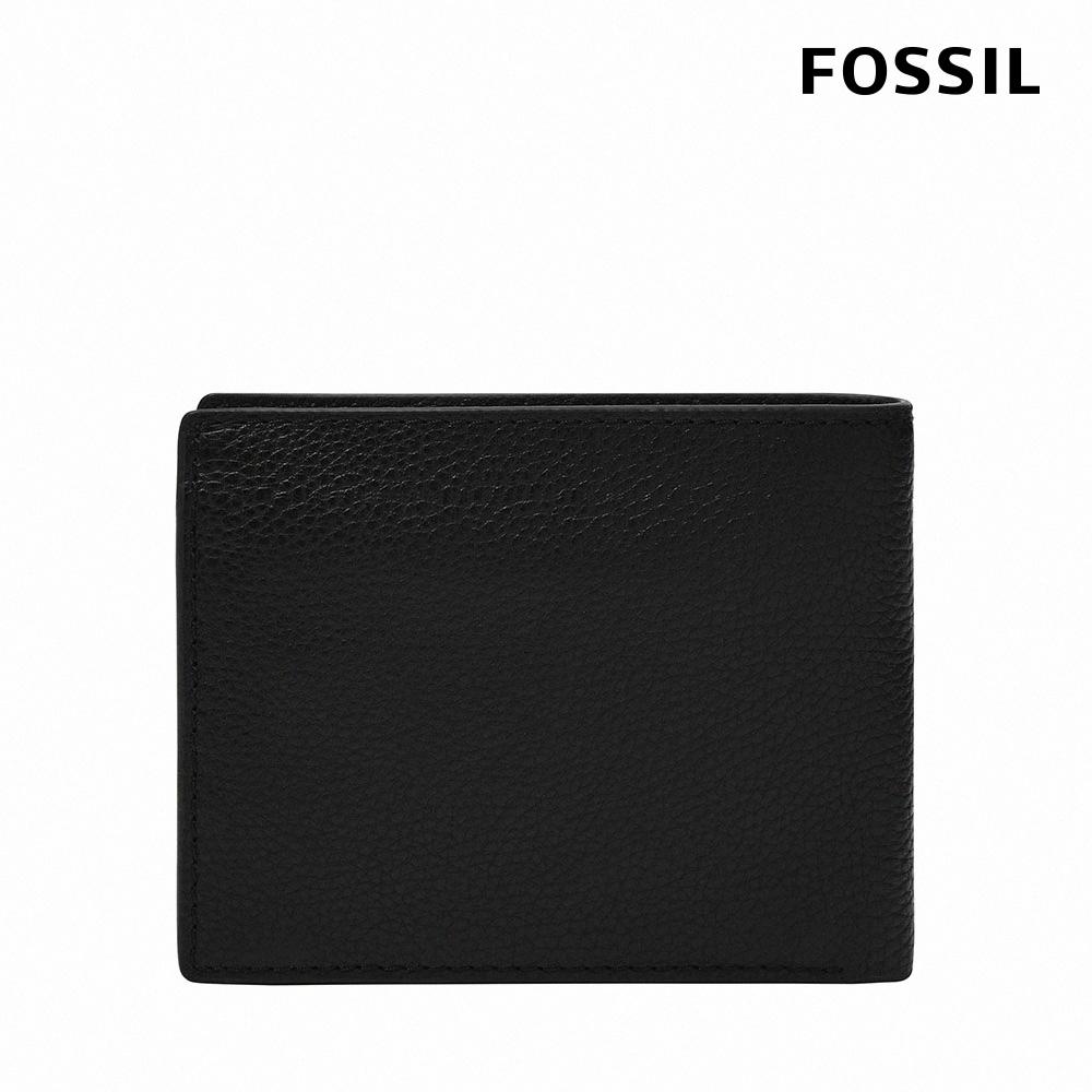 FOSSIL Anderson 波浪造型真皮零錢袋短夾-黑色 ML4579001 (禮盒組附鐵盒)-細節圖3