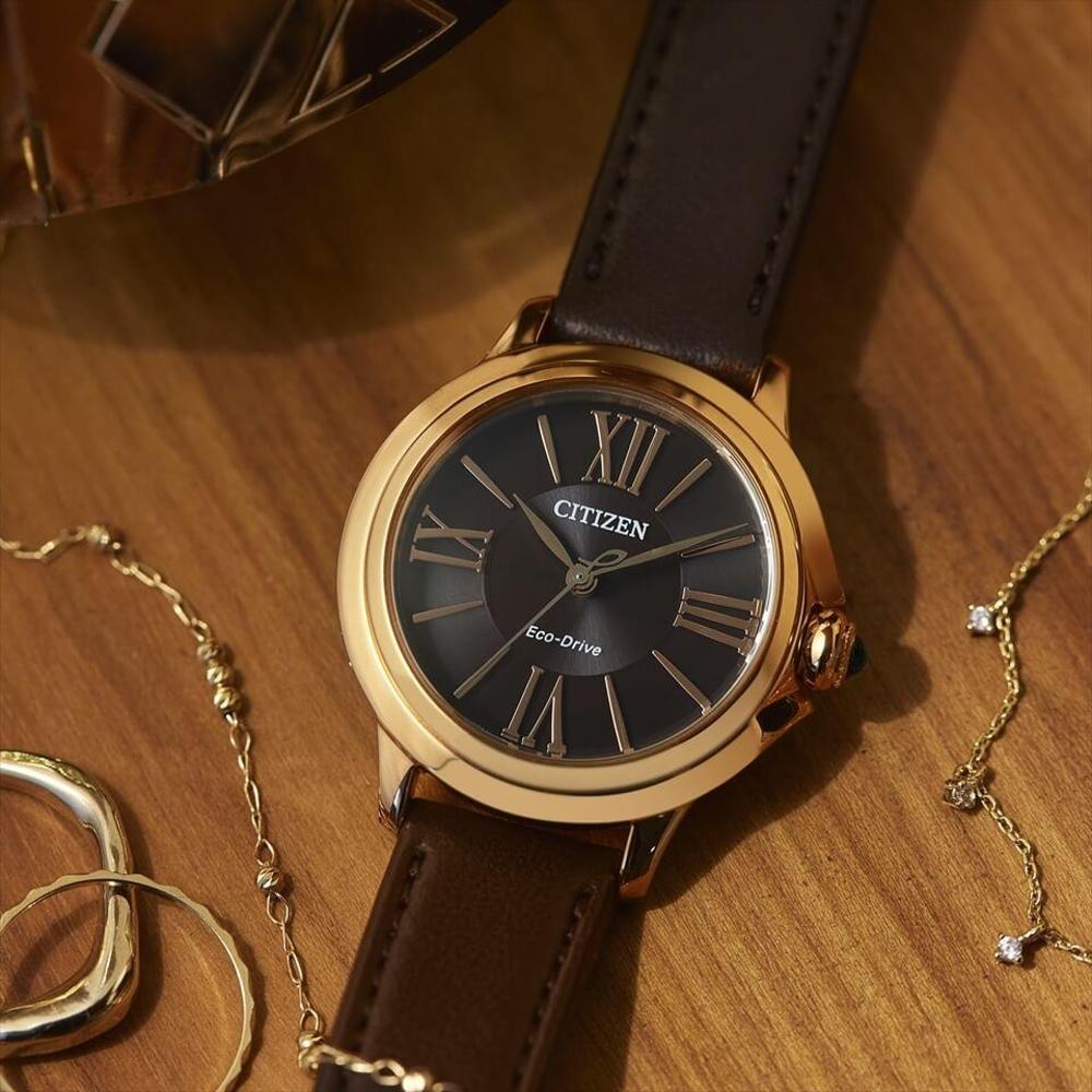 CITIZEN L系列咖啡色面盤玫瑰金光動能手錶 EM1163-09X 禮物 附提袋-細節圖6