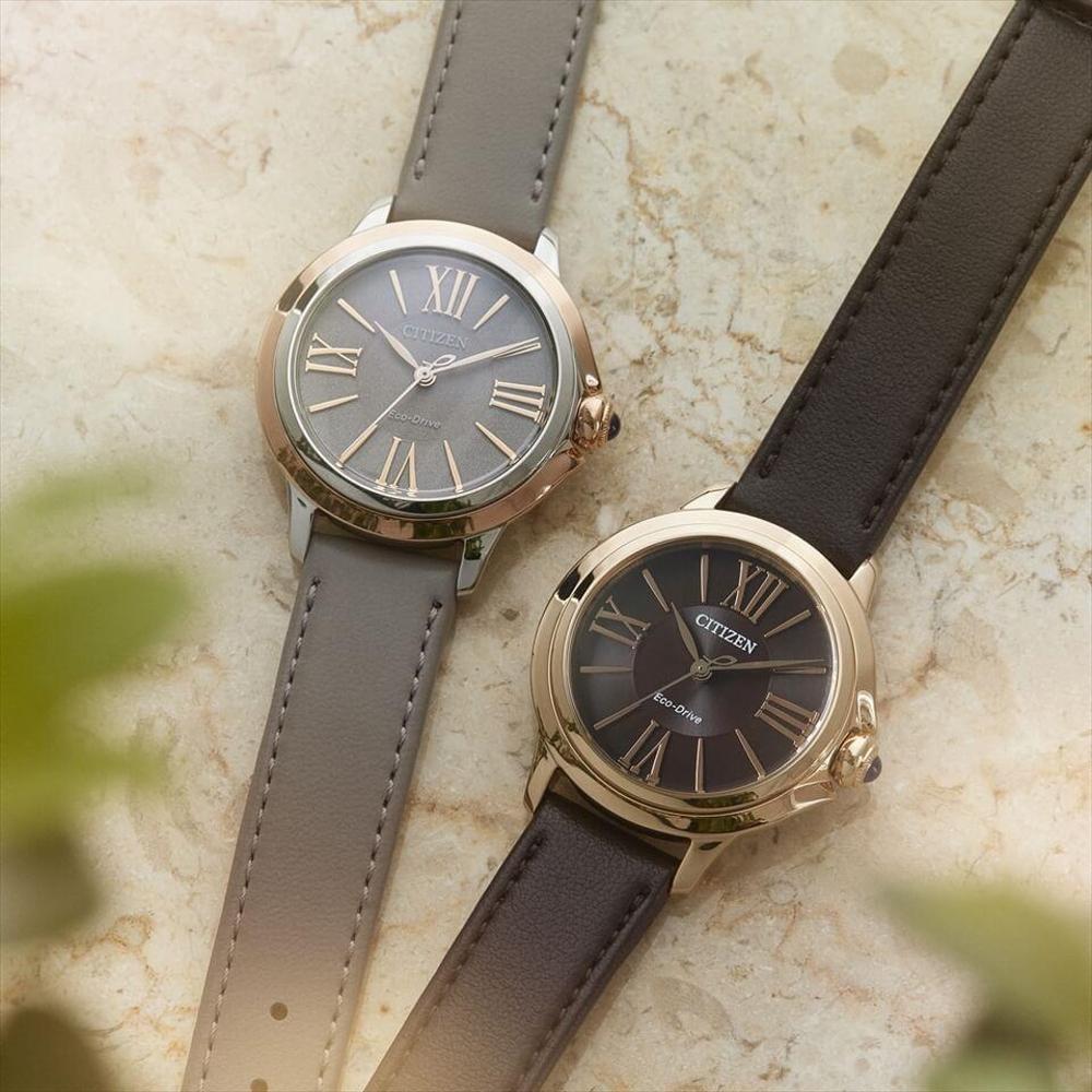 CITIZEN L系列咖啡色面盤玫瑰金光動能手錶 EM1163-09X 禮物 附提袋-細節圖7