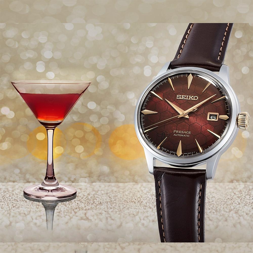 SEIKO 精工 Presage 石榴蜂蜜 台灣70週年調酒機械錶40.5mm(SRPL21J1/4R35-01T0R)-細節圖5
