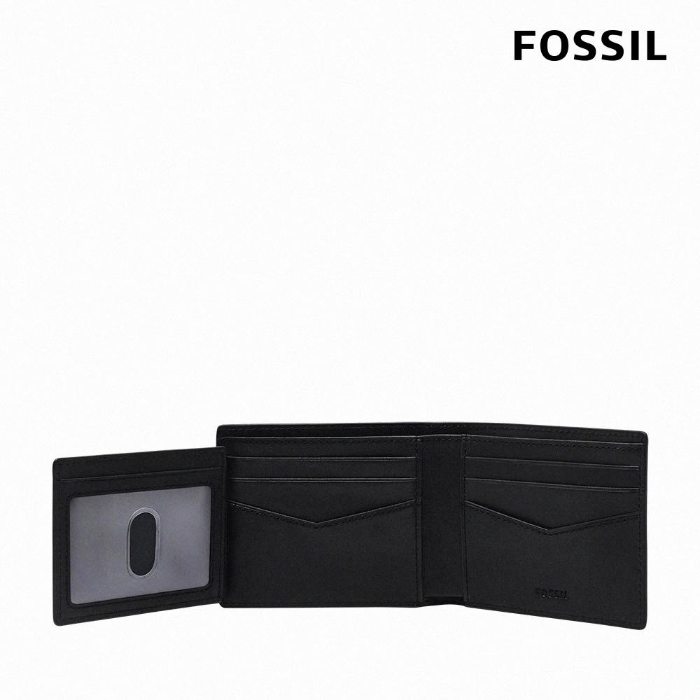 FOSSIL Everett 真皮證件格經典皮夾-黑色 ML4397001 (禮盒組附鐵盒)-細節圖2