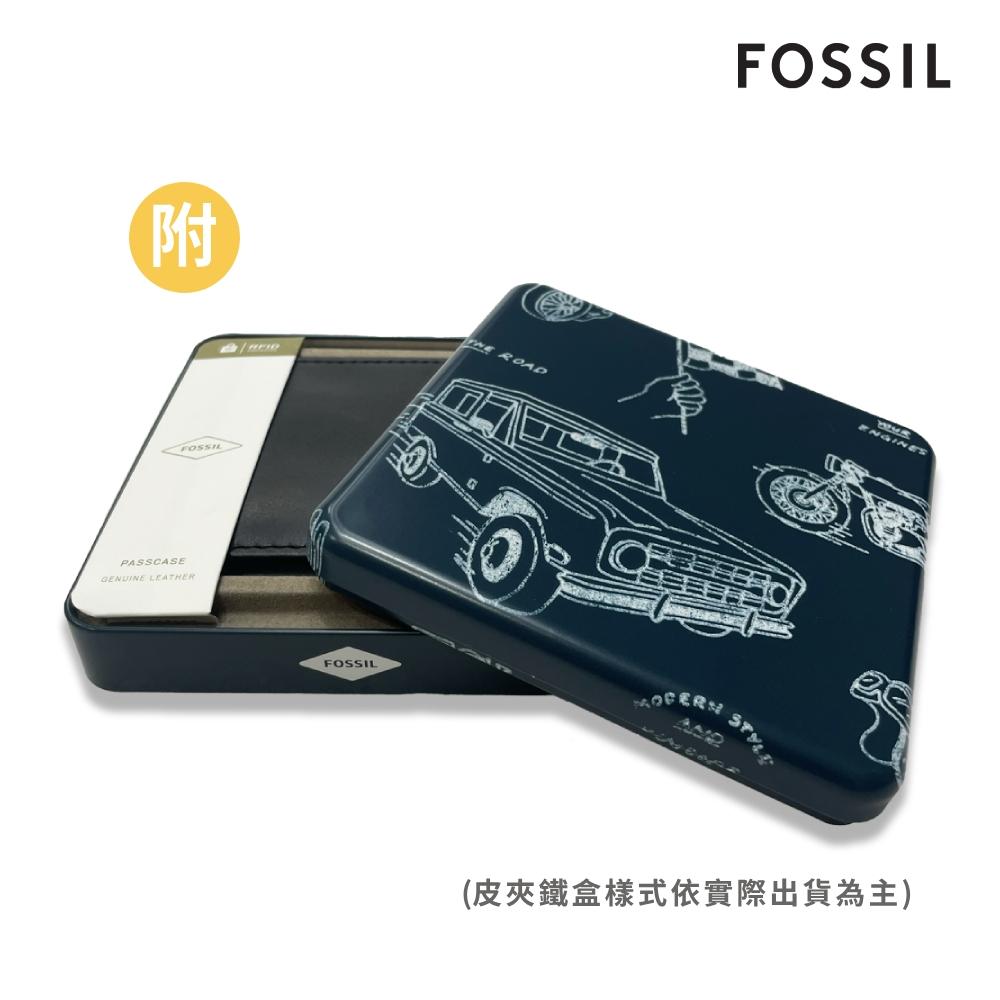 FOSSIL Everett 真皮證件格經典皮夾-黑色 ML4397001 (禮盒組附鐵盒)-細節圖4