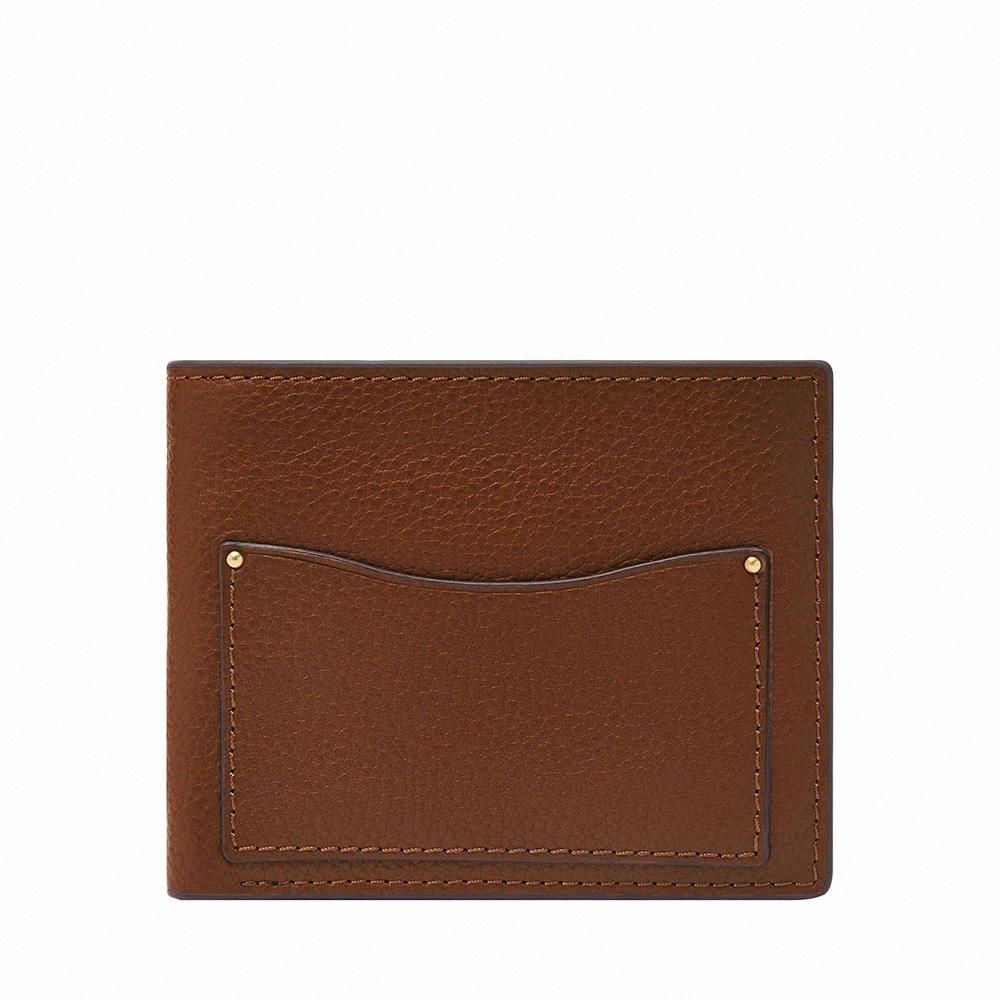 FOSSIL Anderson 波浪造型真皮零錢袋短夾-咖啡色 ML4579210 (禮盒組附鐵盒)-細節圖2
