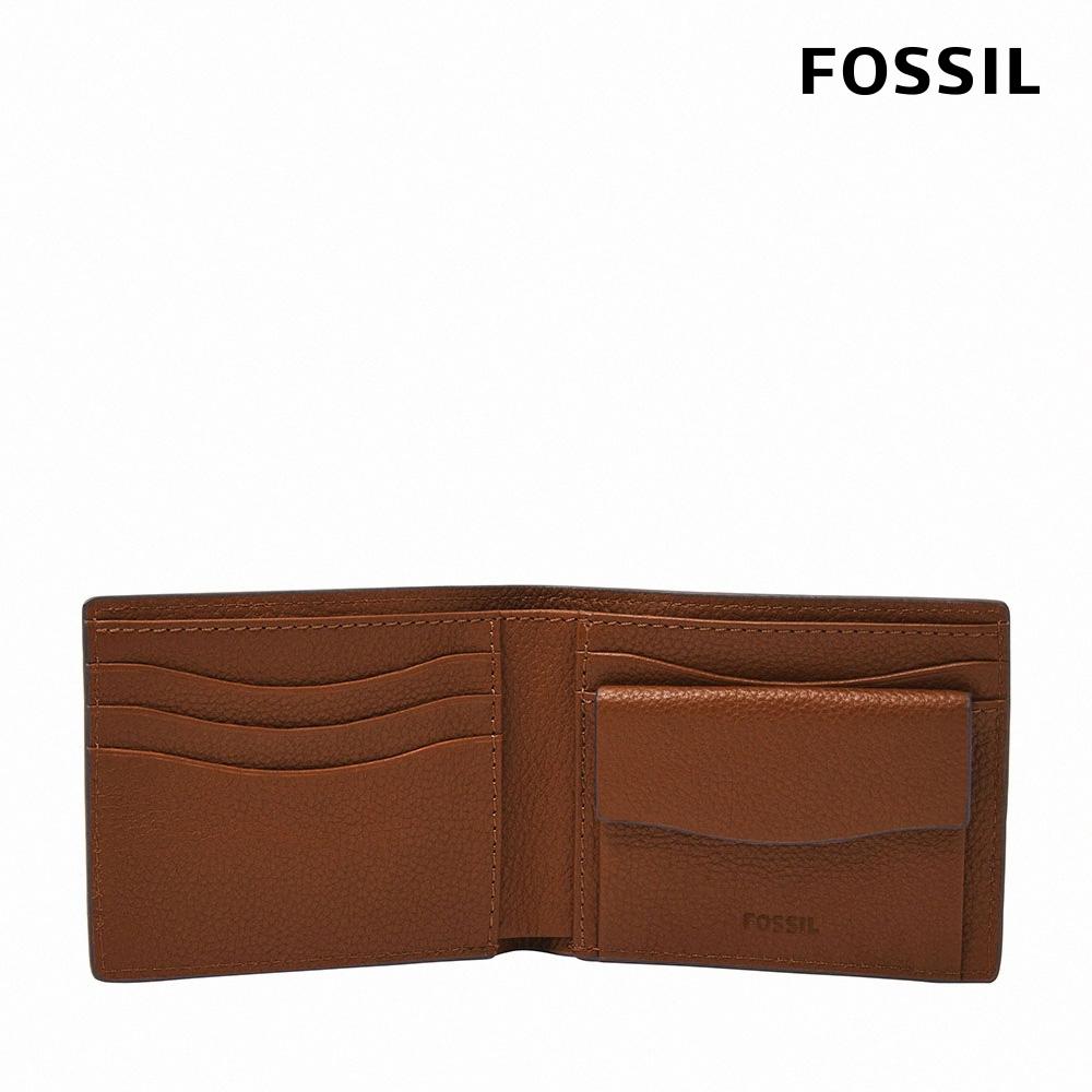 FOSSIL Anderson 波浪造型真皮零錢袋短夾-咖啡色 ML4579210 (禮盒組附鐵盒)-細節圖3