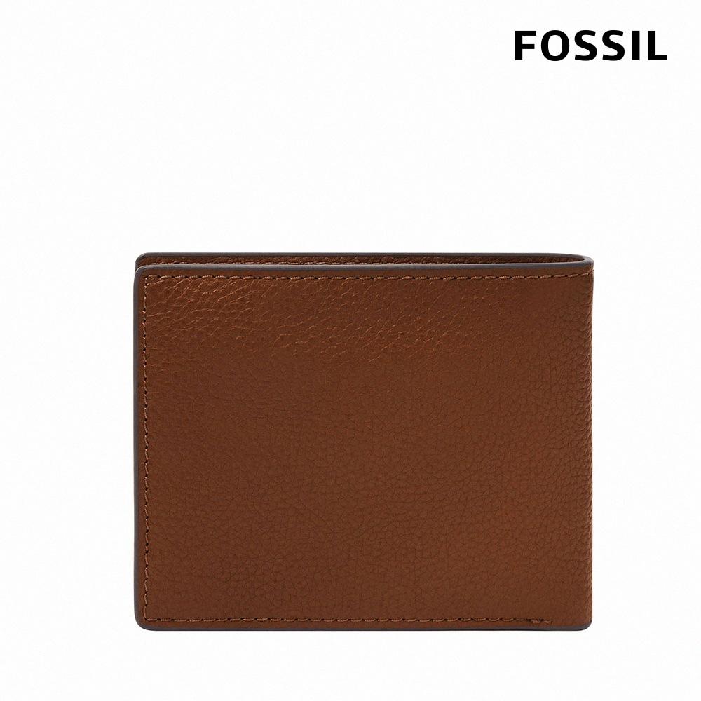 FOSSIL Anderson 波浪造型真皮零錢袋短夾-咖啡色 ML4579210 (禮盒組附鐵盒)-細節圖4